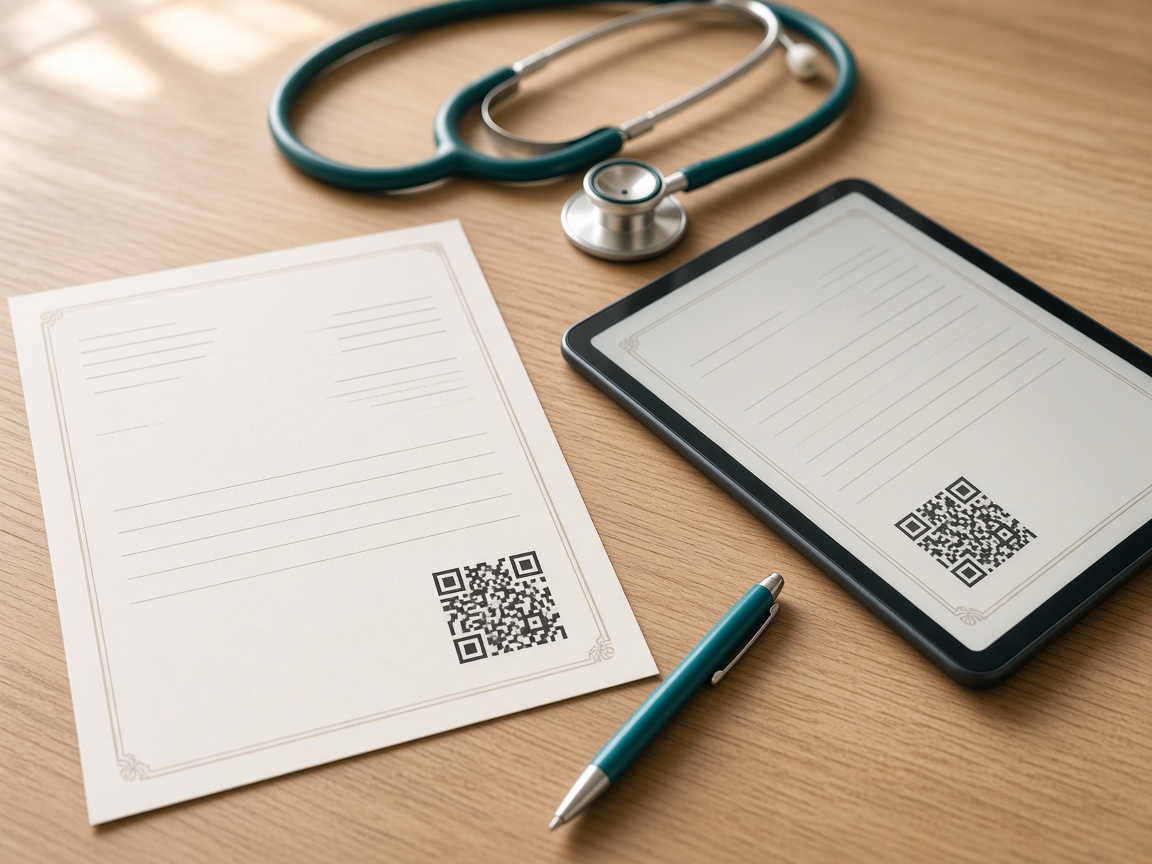 Ordonnance et QR code d’authentification prêts à être remis au patient